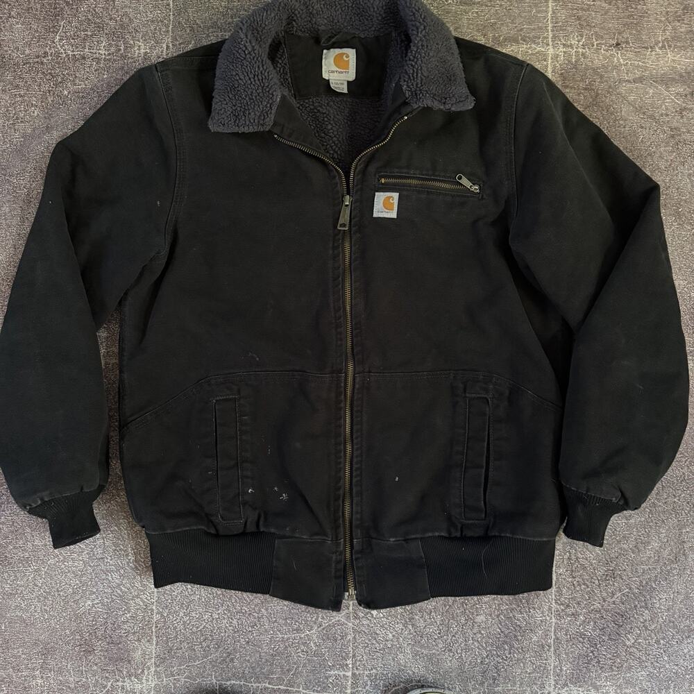 Women's Carhartt Black Sherpa Lined Detroit Weathered Wildwood Work Jacket Sz L
